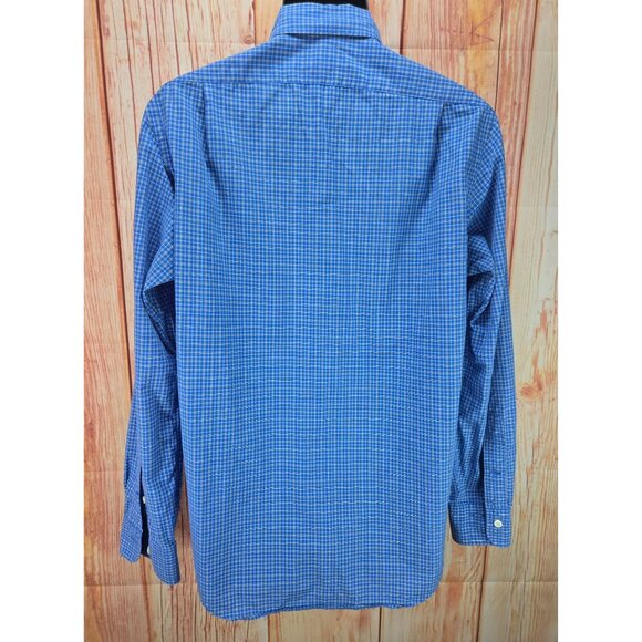Polo Ralph Lauren Mens Blue Plaid Long Sleeve Shirt Medium - Picture 2 of 7
